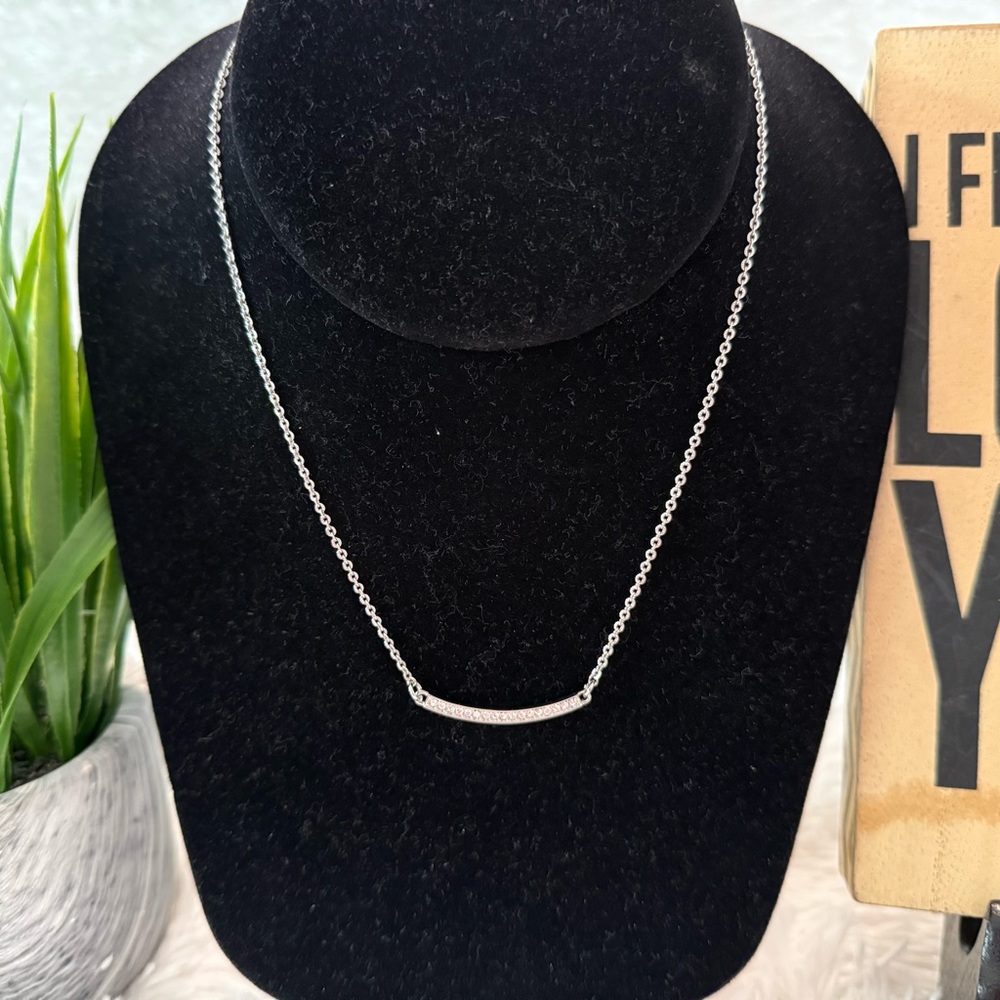 Lia Sophia Silver-Toned Crystal Embellished Raise The Bar Necklace